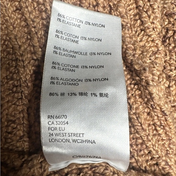 Free People Brown Crew Neck Cable-Knit Sweater Small Women’s Oversized Chunky - Picture 9 of 9